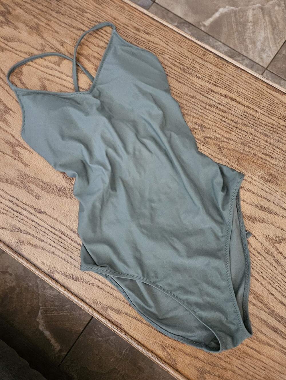 Aerie One Piece Long Lace Up Back Strappy Swimsuit Olive Green Womens Medium